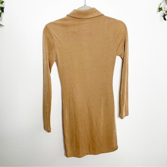 PRINCESS POLLY Elody Long Sleeve Mini Dress Brown NWT Size 2 - Picture 5 of 8